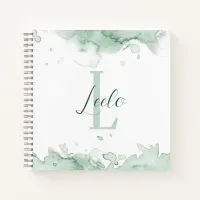 Green Watercolor Pretty Personalized Sketch Notebook