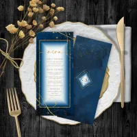 Fine Lines Gold Abstract Wedding Menu 2 Navy ID867