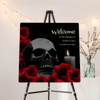 Gothic Black Red Roses Skull Halloween Wedding Foam Board