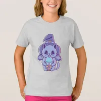 Adorable Bat Witch Cat T-Shirt