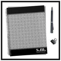 Chic Black & White Geometric Pattern Monogram Planner