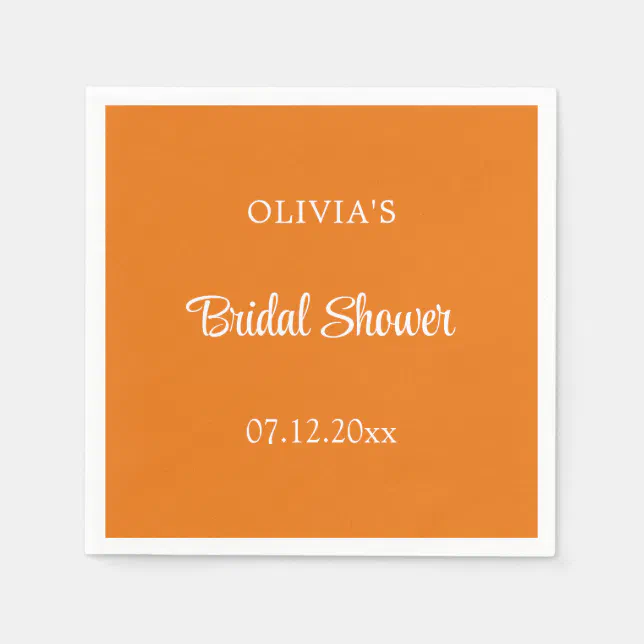 Bright Orange Bridal Shower Napkins