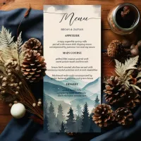 Watercolor Pine Tree Mountain Wedding Menu