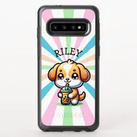 Cute Kawaii Puppy Dog with Bubble Tea Personalized OtterBox Symmetry Samsung Galaxy S10 Case