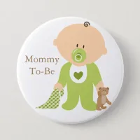 Mommy To Be Green Baby Button