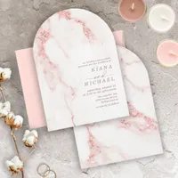 Modern Marble Glitter Wedding Rose Gold Arch ID816 Invitation