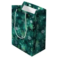 Prettiest Snowflakes Pattern Green ID846 Medium Gift Bag