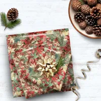 Luxury Watercolor Christmas Holiday Floral Wrapping Paper Sheets