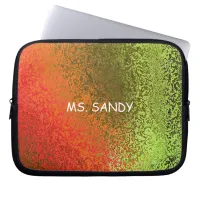 Shades in Orange and Green Add Name Laptop Sleeve