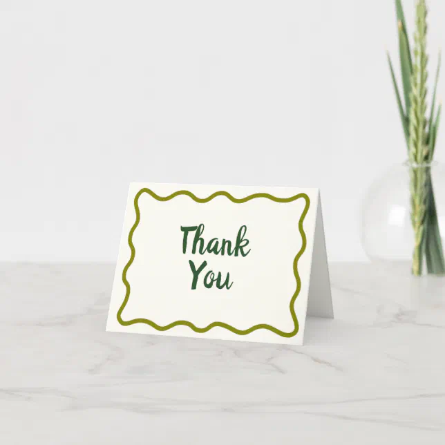 Whimsical Minimal Wavy Border Handwritten Simple Thank You Card