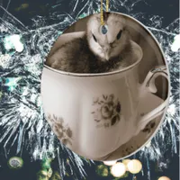 Boots in a Teacup Ceramic Ornament