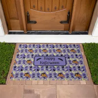 Cute Halloween Cats, Bats and Stars Door Mat