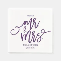 Modern Wedding Napkins | Brush Script (Plum)