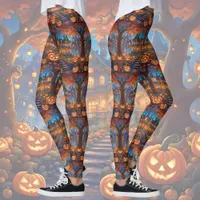 Spooky villa in the forest, pumpkins, Halloween Leggings