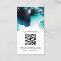 *~* BOLD TEAL  QR CODE Yummy  Gold Bold AP29 Business Card