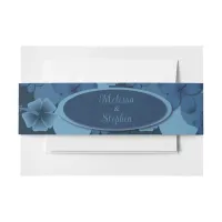 Navy Blue Tropical Wedding Invitation Belly Band