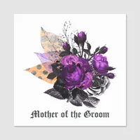 Gothic Shabby-Chic Purple & Orange Floral Wedding Name Tag