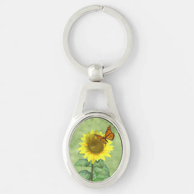 Pretty Sunflower and Butterfly Keychain