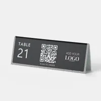 Contactless Qr Code Business Logo Elegant Black Table Tent Sign