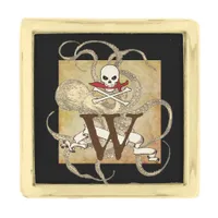 Jolly Roger Monogram Initial Gold Finish Lapel Pin