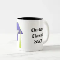 Graduation Blue Cap Class of 20XX Add Name Two-Tone Coffee Mug
