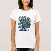 Funny Lady with Shopping Cart full of Plants T-Shirt