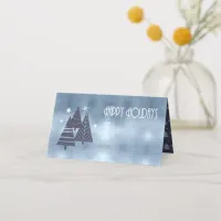 Christmas Trees and Snowflakes Blue ID863 Place Card