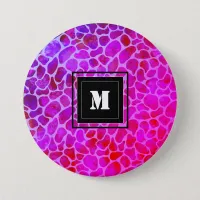 Purple and Pink Leopard Print Monogram  Button