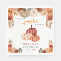 Orange Little Pumpkin Gender Neutral Baby Shower Napkins