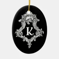 K Monogram Initial Ceramic Ornament