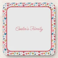 Crayon Pastel Heart & Flowers Beverage Coaster