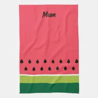 Summer Coral Pink Green Watermelon Fruit Slice Kitchen Towel