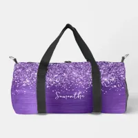 Glittery Purple Amethyst Glam Name Duffle Bag