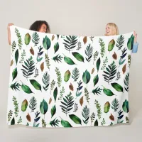 Green Foliage Botanical Nature  Fleece Blanket