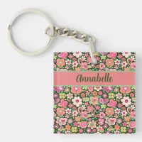 Fun Whimsical Flowers Acrylic Keychain