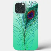 Hand drawn Peacock Feathers   iPhone 13 Pro Max Case