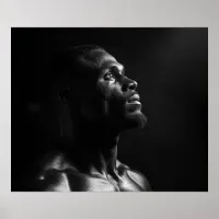 Silhouette of a black man's face B&W photo  Poster
