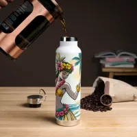 Hula Dancer on the Hawaiian Islands Aloha Water Bottle