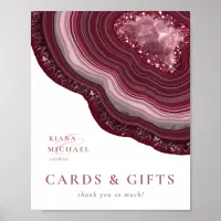 Agate Geode Glitter Cards & Gifts Burgundy ID647 Poster