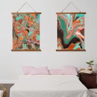 Teal Marble Fluid Art Hanging Tapestry