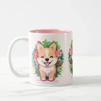 Cute Little Small Puppy Dog Pencil Art  Two-Tone Coffee Mug