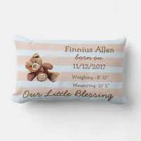 Personalized Brown and Blue Teddy Bear  Pillow