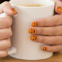 Halloween Spooky Pumpkin Face Orange Minx Nail Art