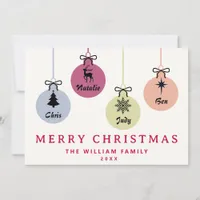 Modern Colorful Ornaments Family Name Non Photo Holiday Card