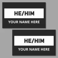 He Him Pronouns Black and White Rectangular Sticker