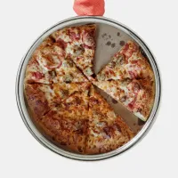 Sausage Pizza Thick Crust Food Christmas   Metal Ornament