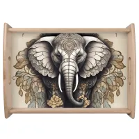 Majestic Elephant Mandala Serving Tray