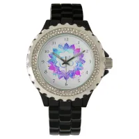 *~* Women's Black Lotus Om New Age Mandala Watch