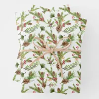 Pretty Pine Cones and Cuttings Botanical Wrapping Paper Sheets