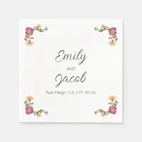 Elegant Wildflowers Garden Party Simple Wedding  Napkins